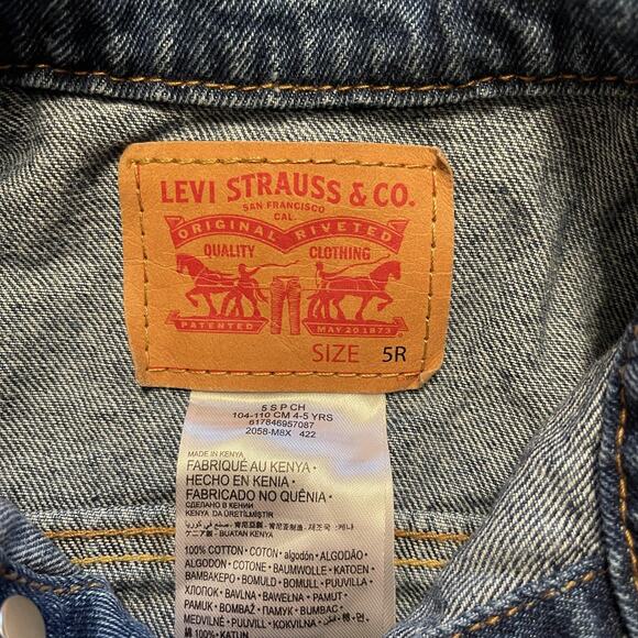 Levis Jacket Youth 5R Denim Baseball Button Custom NWT Boys Girls Kids Jean - Picture 6 of 8